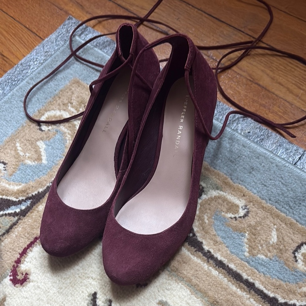 Loeffler Randall Purple Suede Heels Wrap-Around Ankle